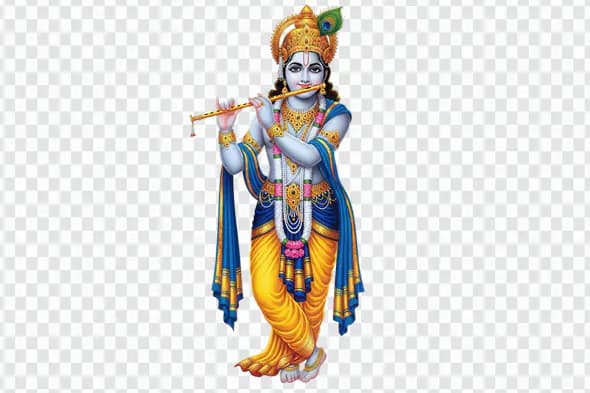 Radiant Lord Krishna Playing Flute PNG Clipart