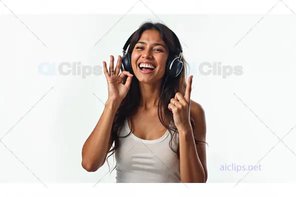 Happy Woman Listening to Music
