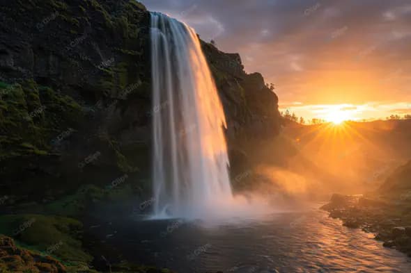 Golden Cascade at Dusk