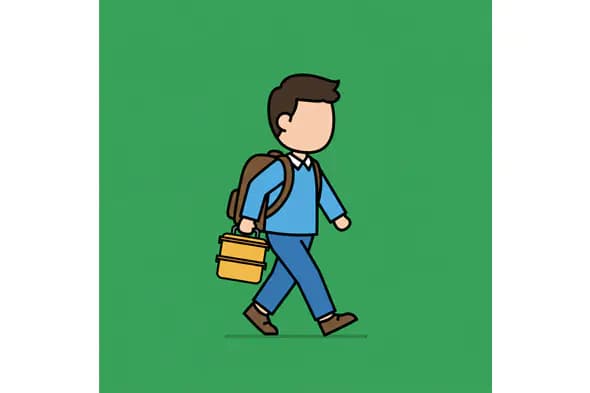 School-Bound Boy Vector Graphic