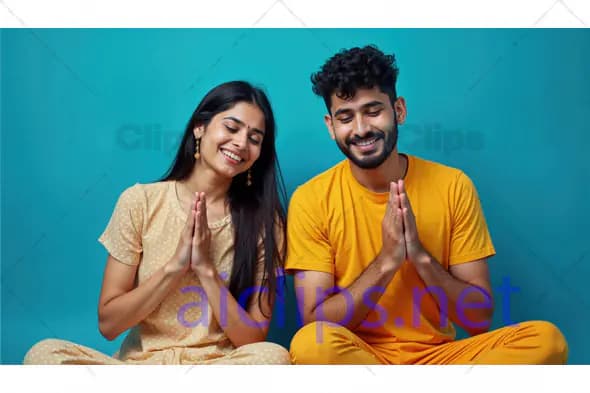 Smiling Couple in Prayer Pose