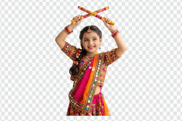 Joyful Young Dancer Performing Traditional Garba Celebration