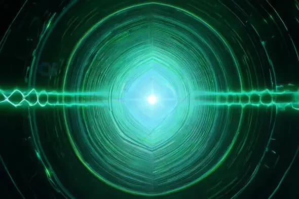 Futuristic Green Energy Core with Pulsating Waves