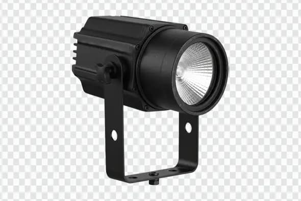 Professional Black Stage Spotlight with Mounting Bracket PNG