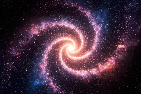 Radiant Pink Spiral Galaxy Animation in Deep Space