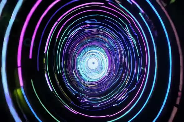 Neon Light Spiral Tunnel with Futuristic Colors