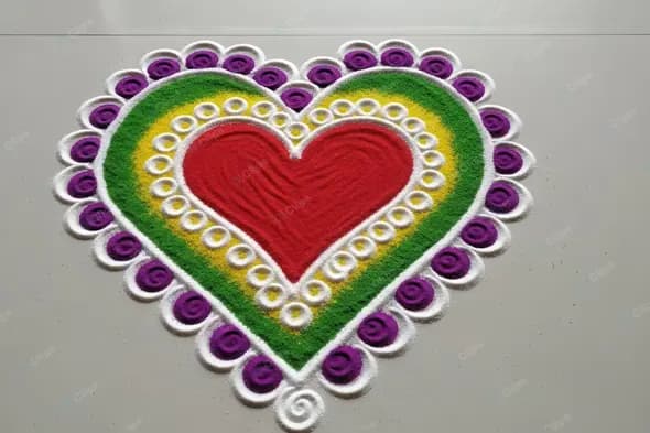Vibrant Heart-Shaped Rangoli Art for Festivals