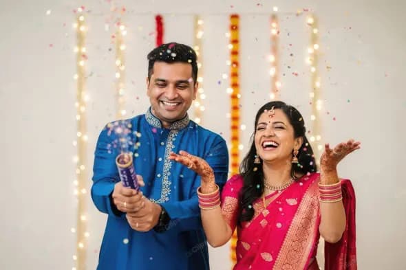 Joyful Couple's Confetti Celebration