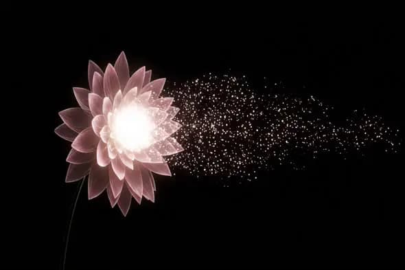 Glowing Lotus Bloom with Magical Particle Burst