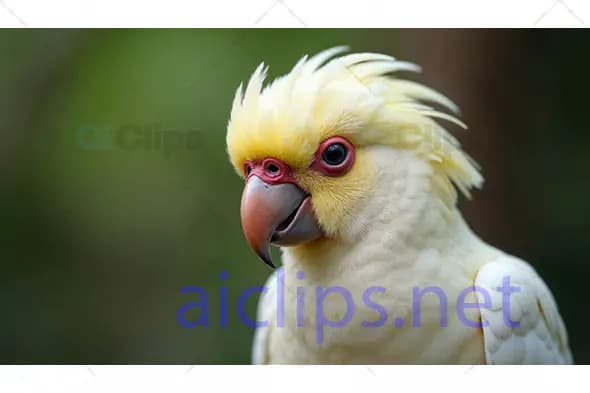 Close-Up of Yellow-Crested Cockatoo with Red Eye Rings