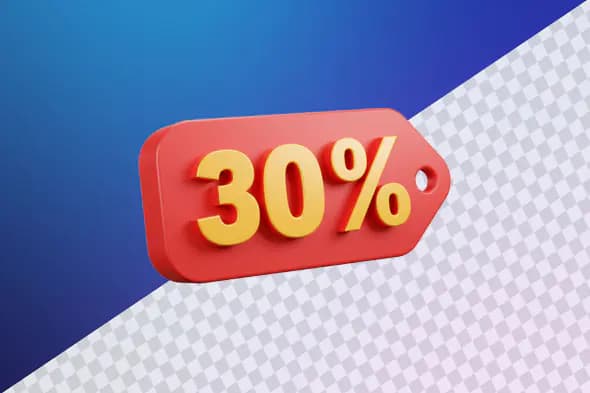 Red discount tag with thirty percent off