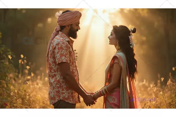 Romantic Couple in Sunlit Forest