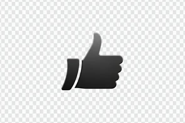 Sleek Black Thumbs Up Hand Gesture Clipart PNG