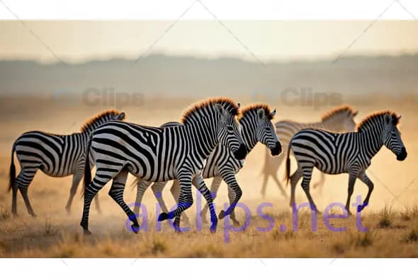 Herd of Zebras in African Savannah