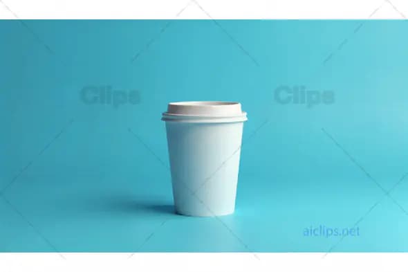 Minimalist Coffee Cup on Blue Background