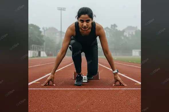 Athlete at Starting Blocks