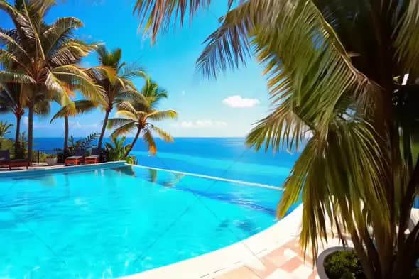 Luxurious Infinity Pool Overlooking Tropical Ocean