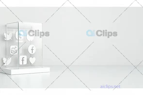 Minimalist Social Media Icons Display in Glass Case