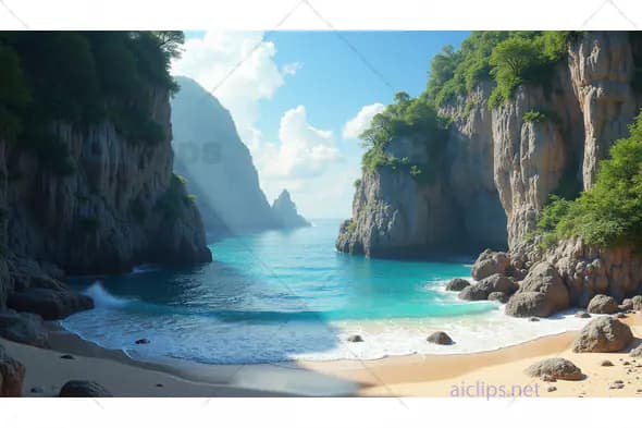 Hidden Cove with Turquoise Waters and Rocky Cliffs