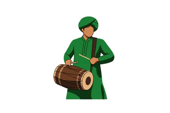 Indian Dholak Player Vector