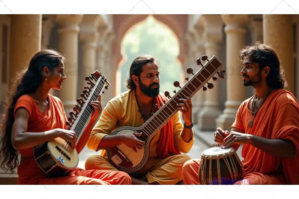 Traditional Indian Musicians Performing with Classical Instruments