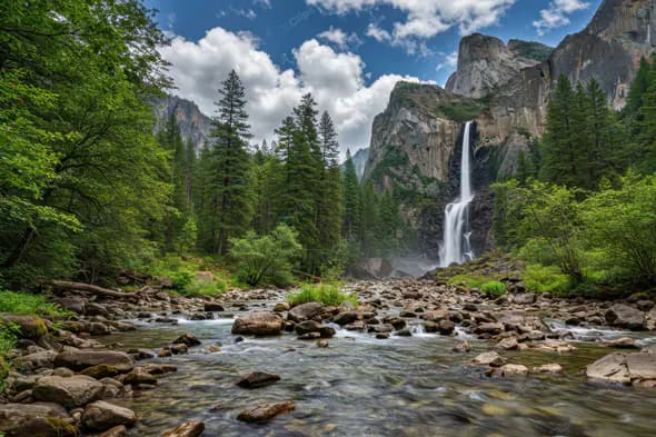 Majestic Yosemite Waterfall Vista