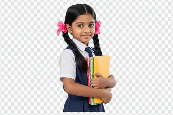 Smiling Indian Schoolgirl with Notebooks PNG Clipart