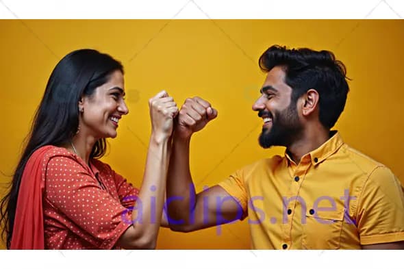 Couple Celebrating with Fist Bump
