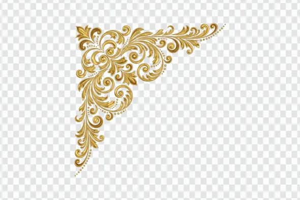 Elegant Golden Baroque Corner Flourish Design PNG Clipart