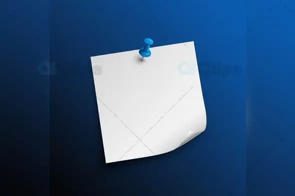 Pinned Paper Mockup with Curved Edge on Gradient Blue Background