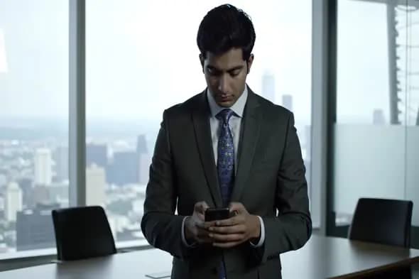 Corporate Executive Checking Smartphone