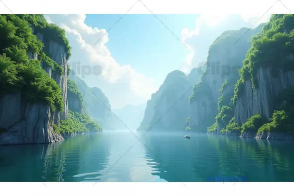 Peaceful River Gorge with Majestic Cliffs