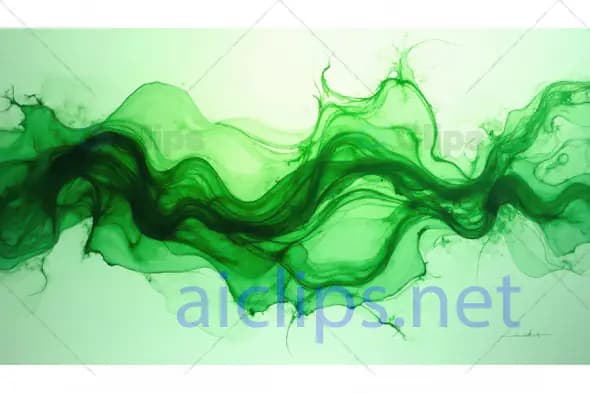 Green Ink Flow Wave Abstract