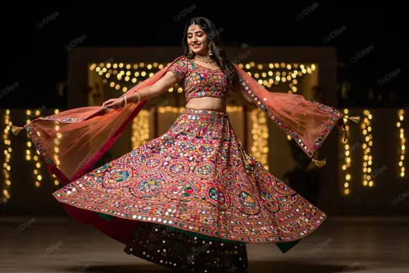 Twirling Bride in Vibrant Lehenga