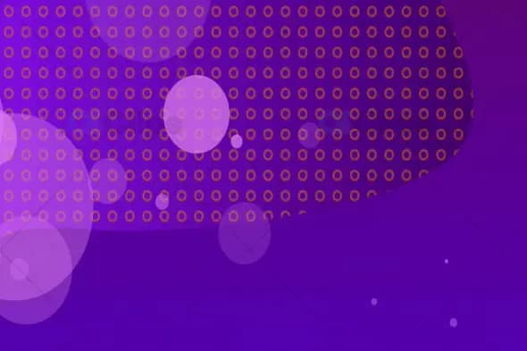 Playful Purple and Orange Abstract Background with Dots and Bubbles