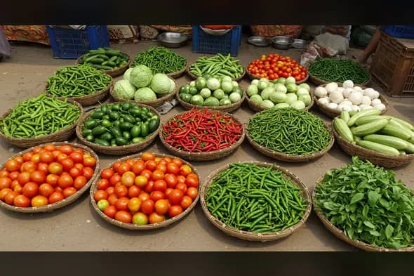 Indian Vegetable Bazaar with Colorful Farm Fresh Produce | AIClips Market Stock