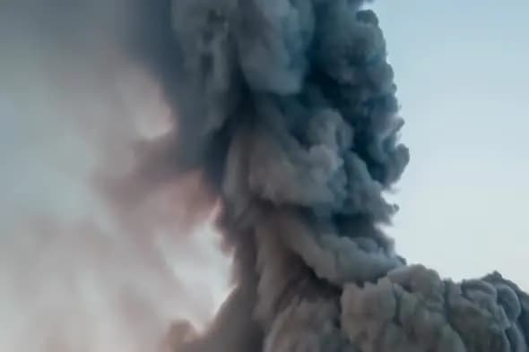 Billowing Smoke Plumes Dramatic Atmospheric Phenomenon Footage