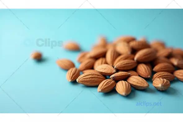 Almonds on Blue Background