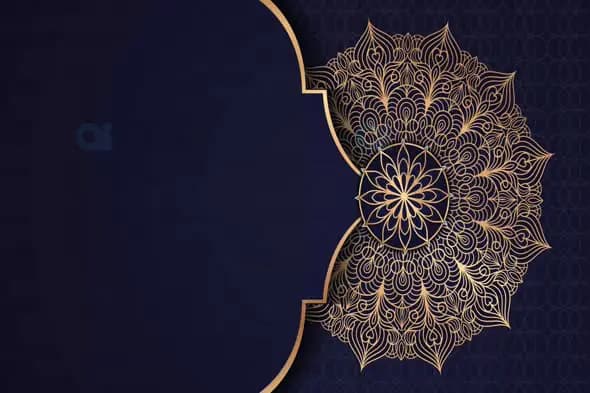 Luxurious Golden Mandala Design on Dark Blue Background