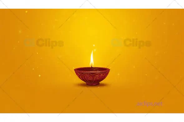Diwali Oil Lamp on Yellow Background