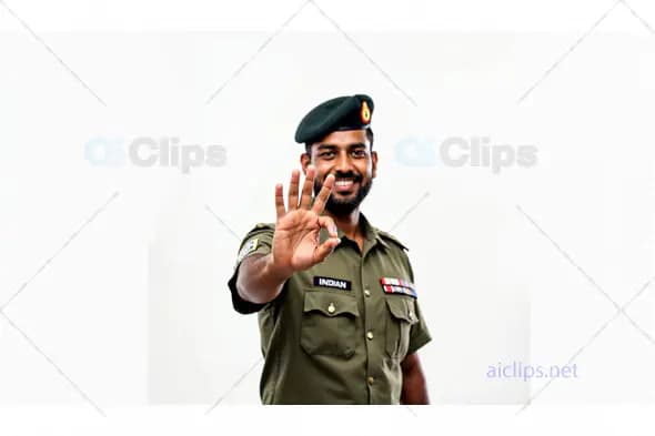 Indian Soldier Giving Okay Sign