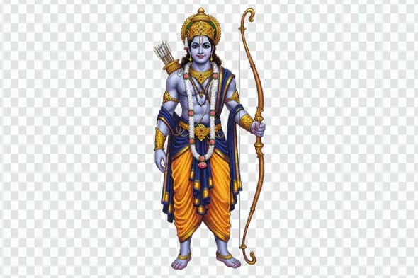 Majestic Lord Rama with Bow and Arrow PNG