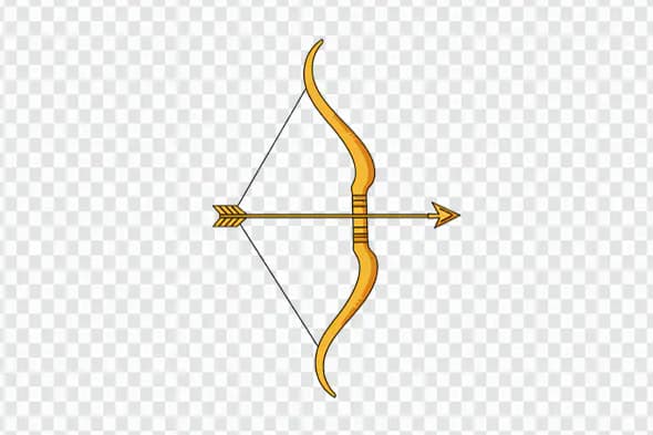 Golden Bow and Arrow Archery Weapon PNG