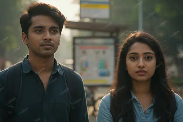 Urban Youth at Bus Stop