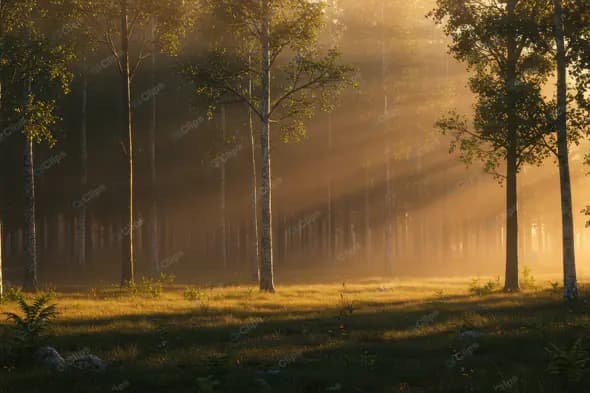 Misty Forest Sunbeams