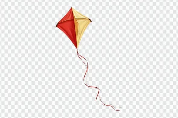 Realistic Red and Yellow Festival Flying Kite Clipart PNG