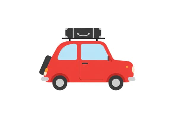 Red Compact Car with Luggage Icon