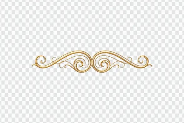 Elegant Gold Baroque Ornamental Swirl Divider Clipart PNG