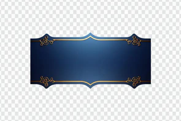 Elegant Navy Blue Gold Trimmed Banner PNG