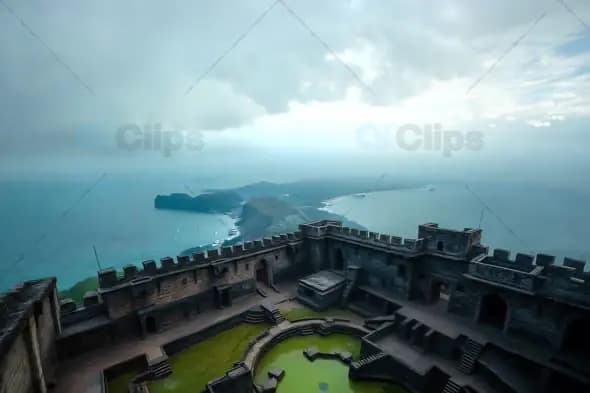 Majestic Cliffside Fortress Overlooking the Ocean